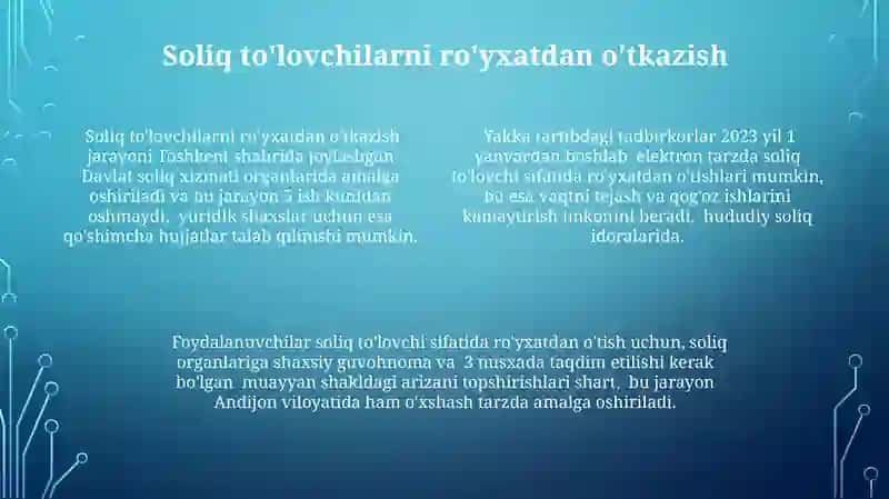 Soliq va Yig'imlarni To'lash Tartibi 4