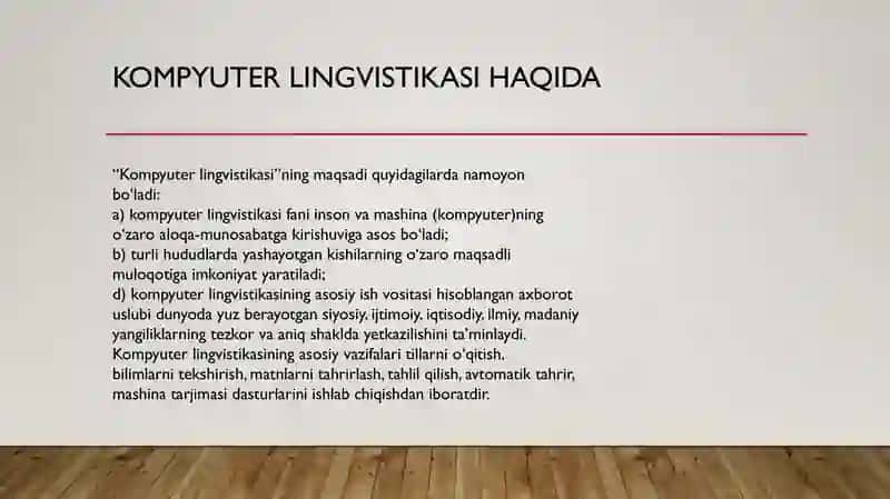 Kompyuter lingvistikasi va tillarni intensiv o'rganish dasturlari 4