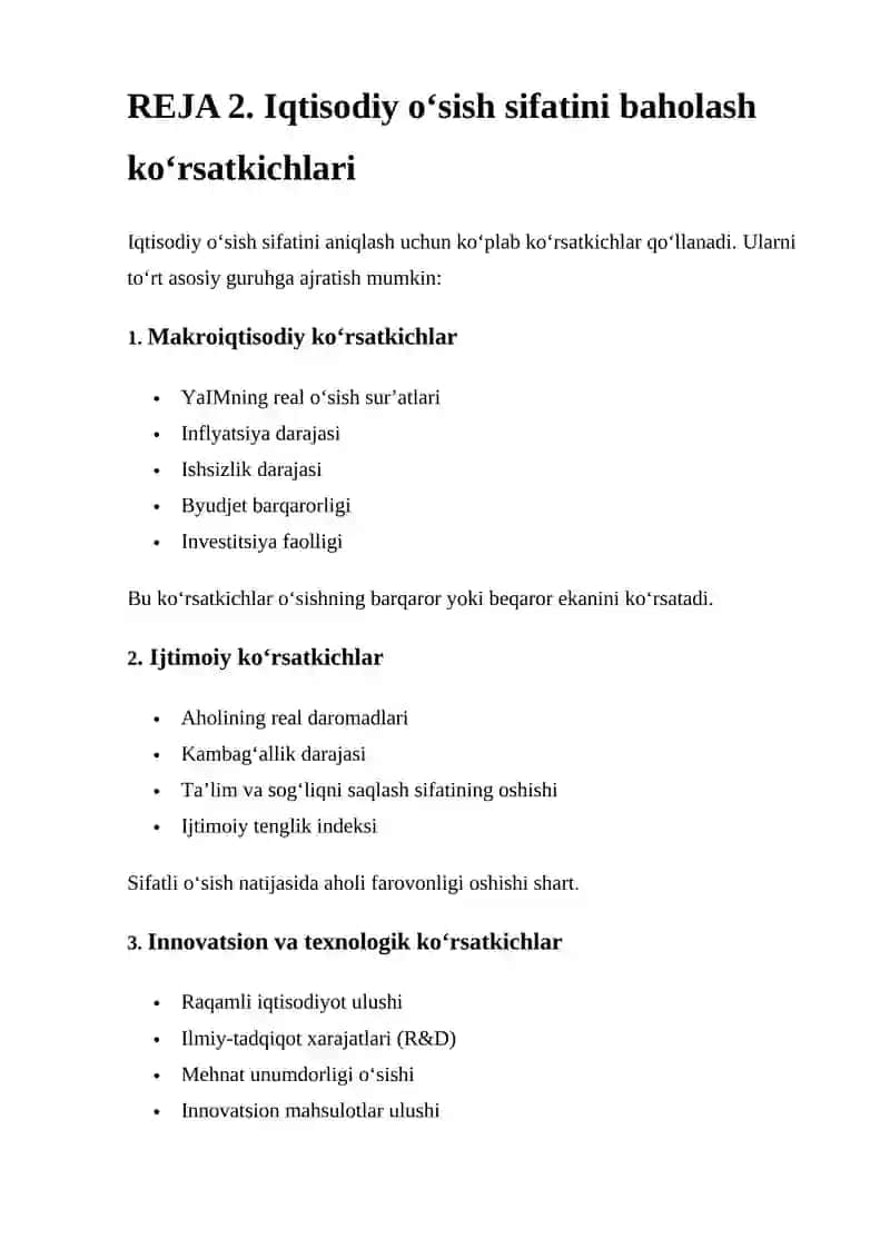 Iqtisodiy O‘sish Sifati 4