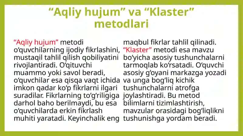 Ta’lim jarayonida interfaol metodlardan foydalanish 4