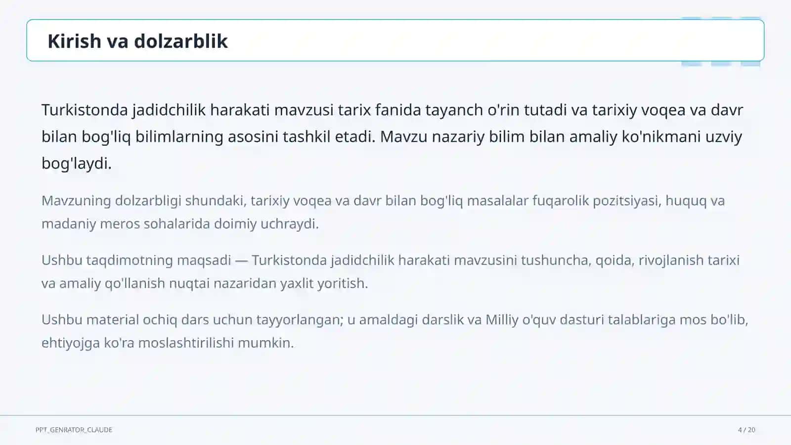 Turkistonda jadidchilik harakati (9-sinf) 4