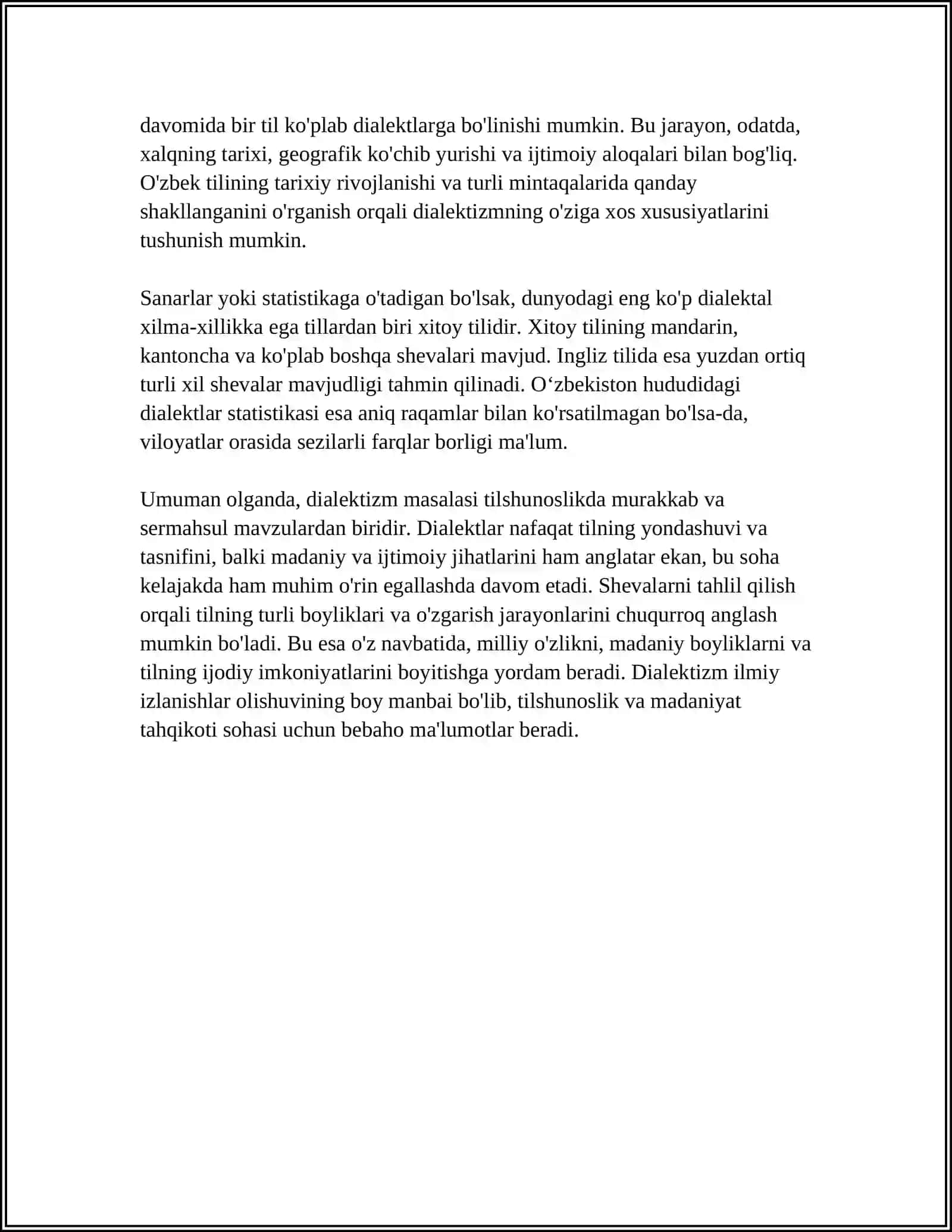 MUSTAQIL ISH Mavzu: DIALEKTIZM 4
