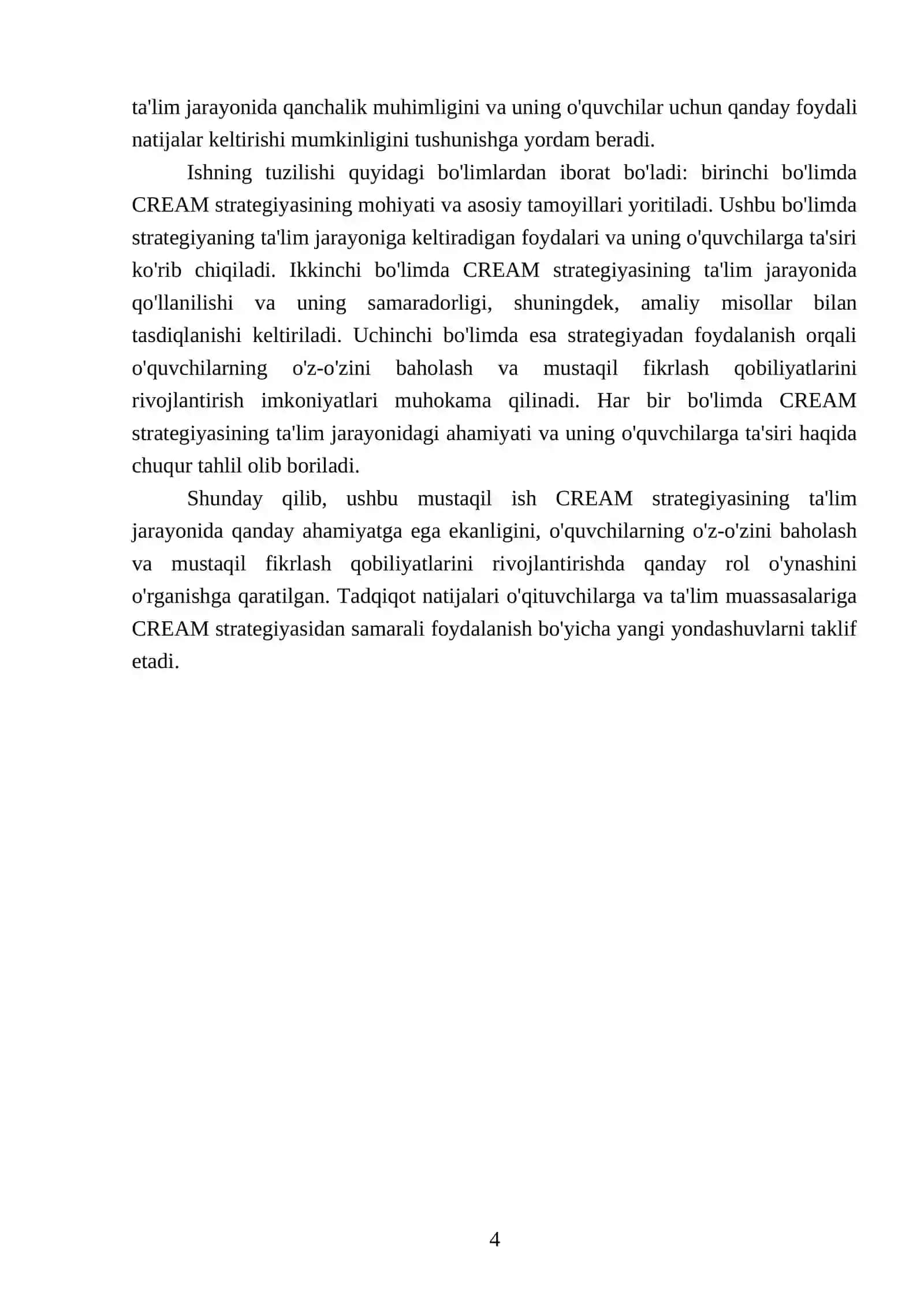 CREAM strategiyasi va undan samarali foydalanish 4