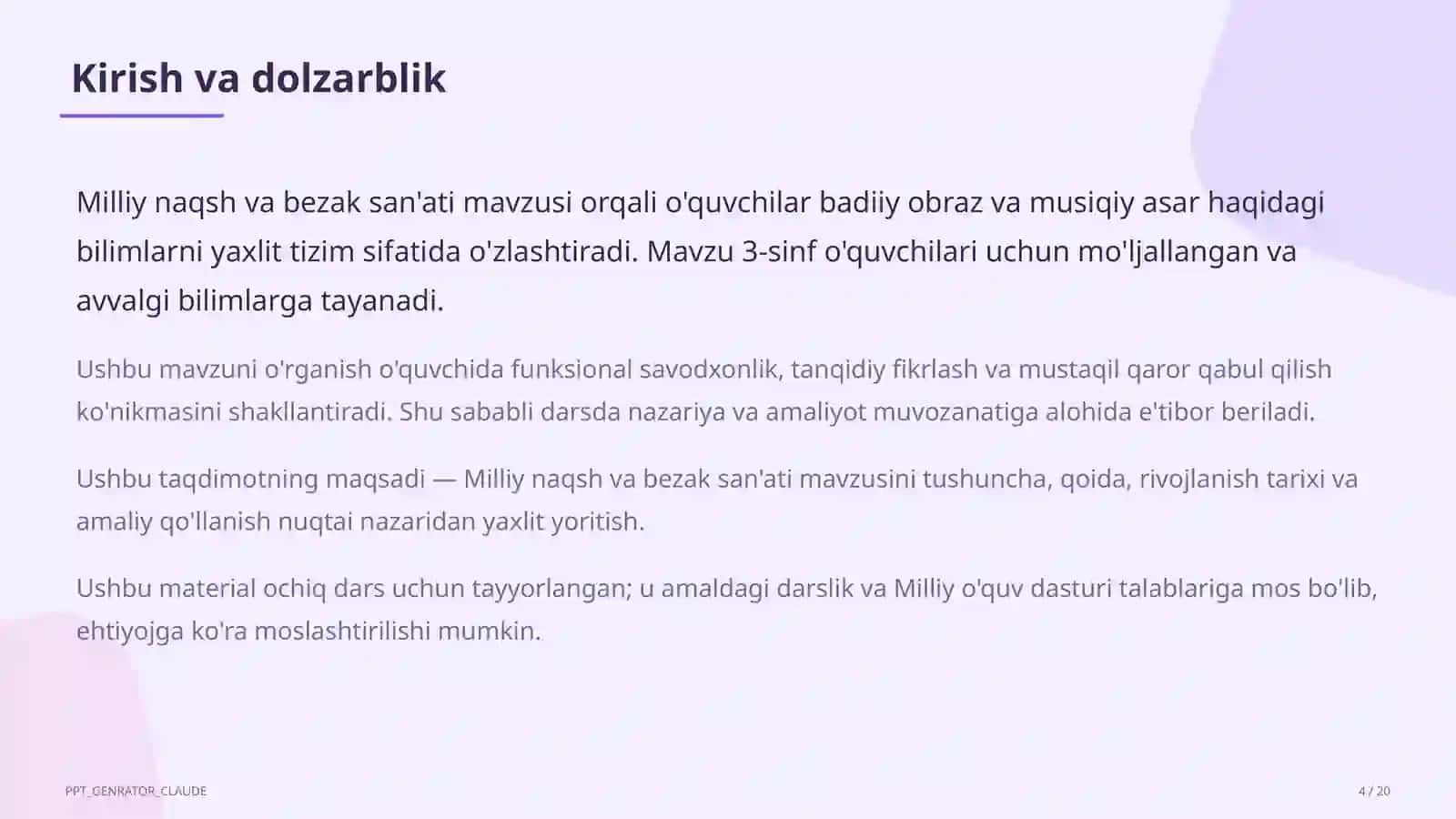 Milliy naqsh va bezak san'ati (3-sinf) 4