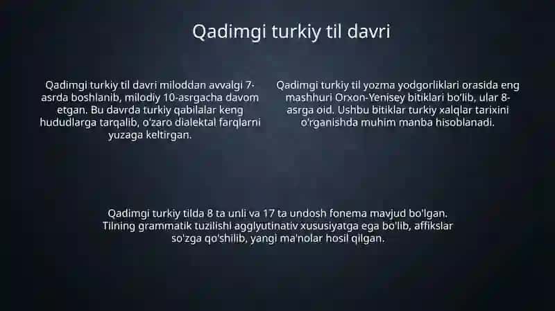 Oʻzbek tili tarixi shakllanishi, taraqqiyot bosqichlari 4