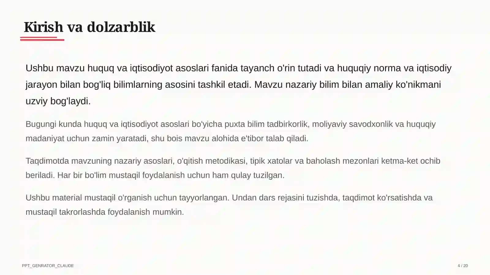 Huquq va iqtisodiyot asoslari (9– 4