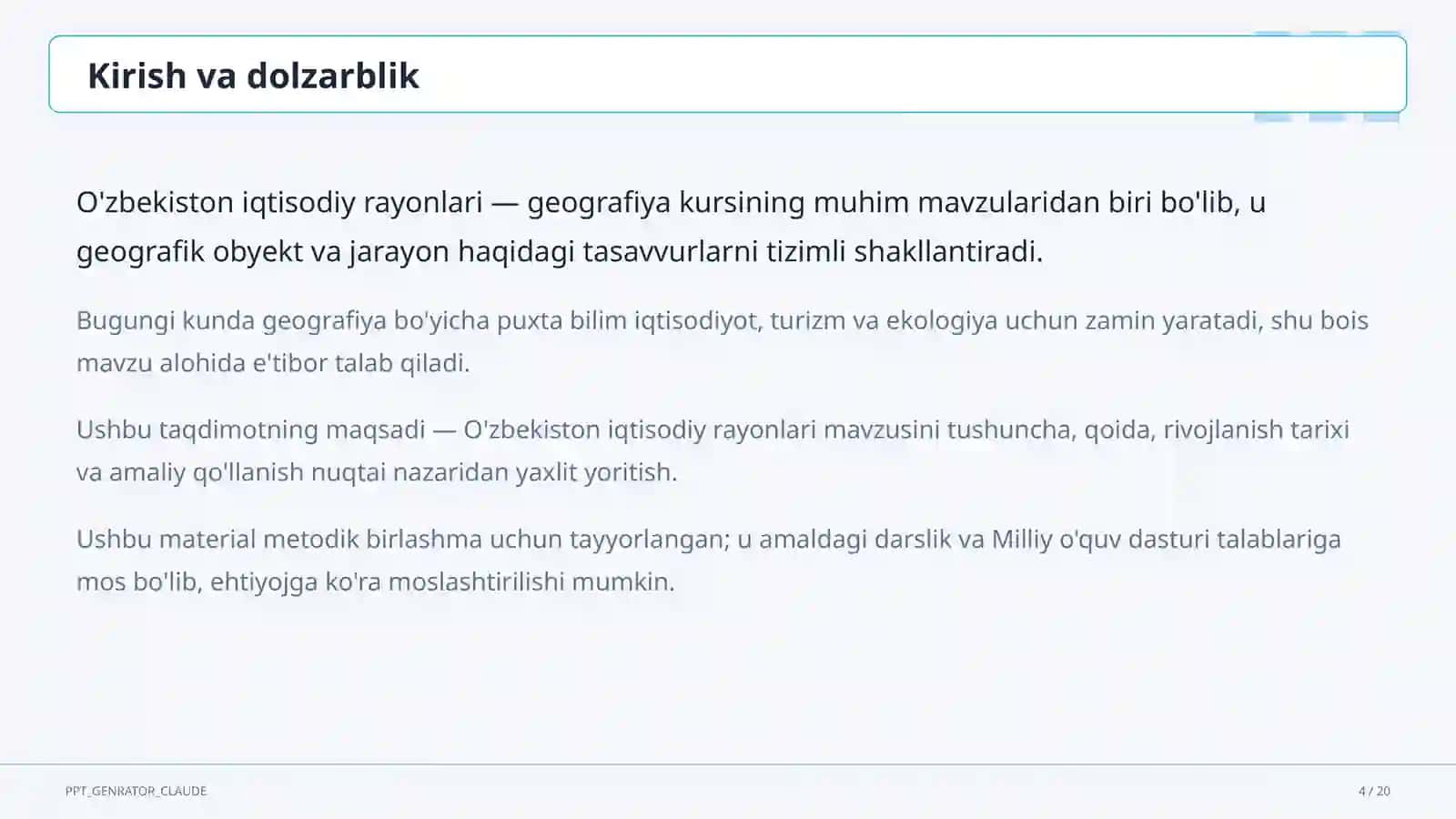 O'zbekiston iqtisodiy rayonlari (9-sinf) 4