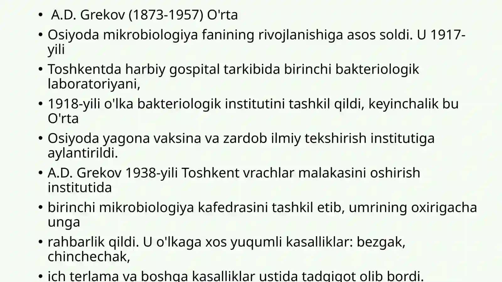 Mikrobiologiya, Virusologiya, imunologiya, parazitologiya modulini rivojlanishiga hissa qo’shgan O’zbekistonlik yetakchi olimlar 4
