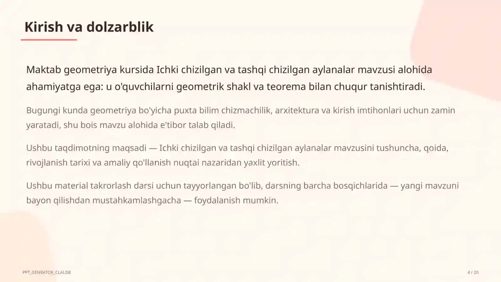 Ichki chizilgan va tashqi chizilgan aylanalar (8-sinf) 4