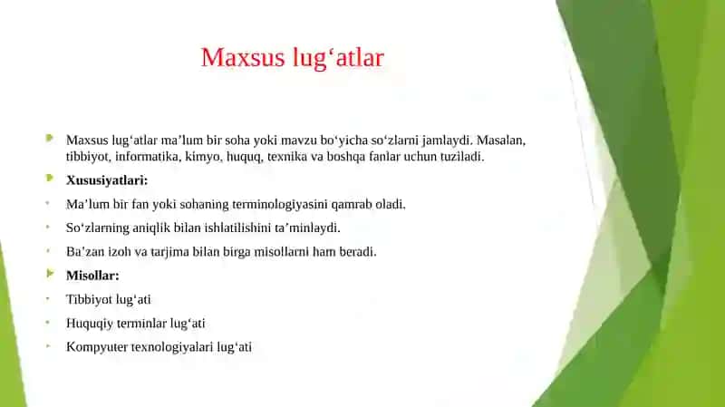 Umumiy va maxsus lugʻatlar 4
