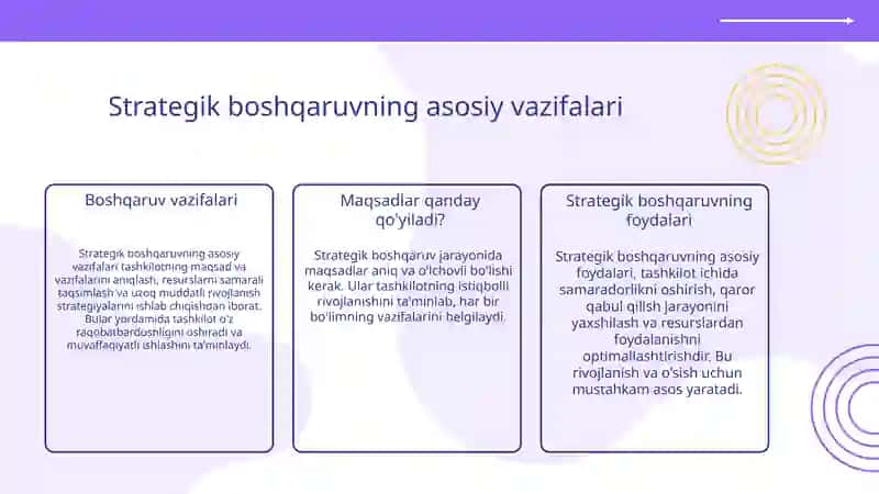 Strategik boshqaruvning xususiyatlari 4