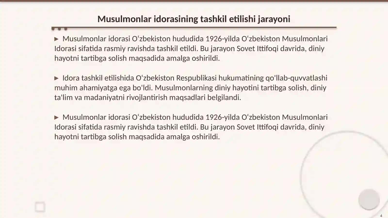 O‘zbekistonda musulmonlar idorasining tashkil etilishi tarixi va ahamiyati 4