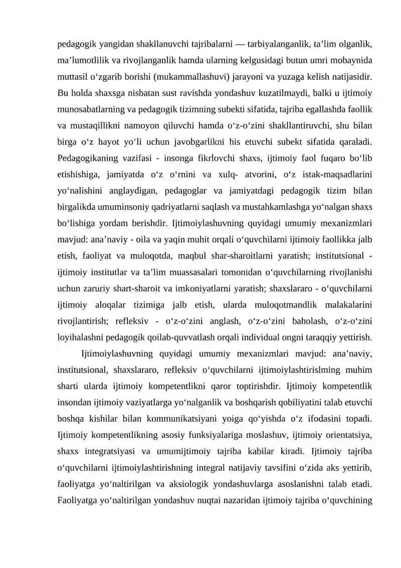 Shaxsning rivojlanishi, tarbiyasi va ijtimoiylashuvi 4