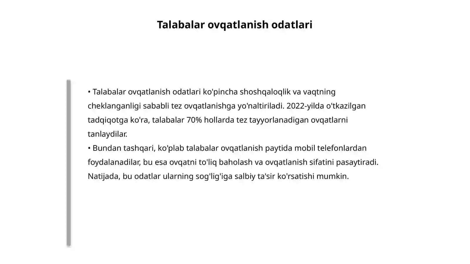 Kollejlarda ovqatlanishni tahlil qilish 4
