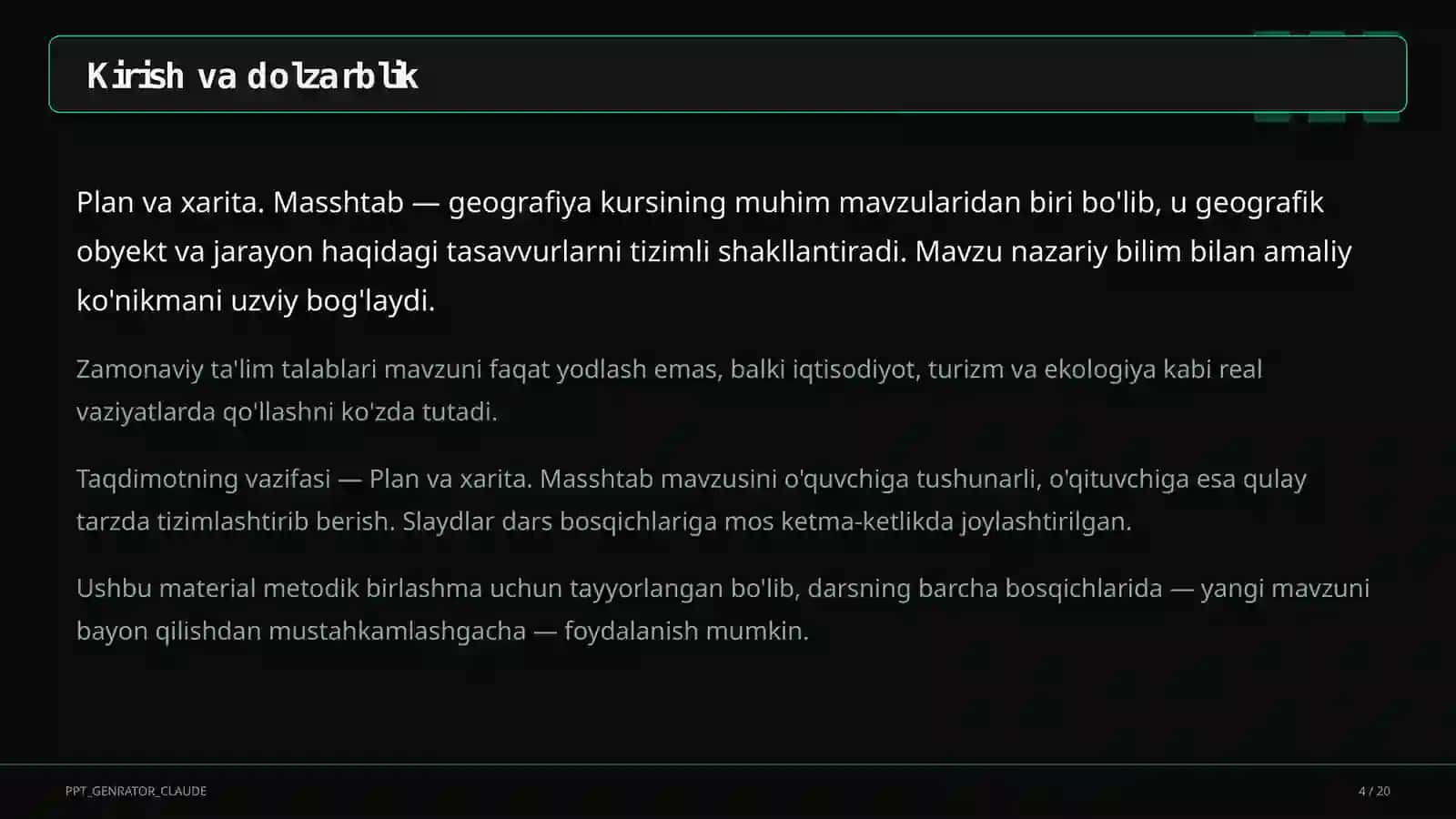 Plan va xarita. Masshtab (5-sinf) 4