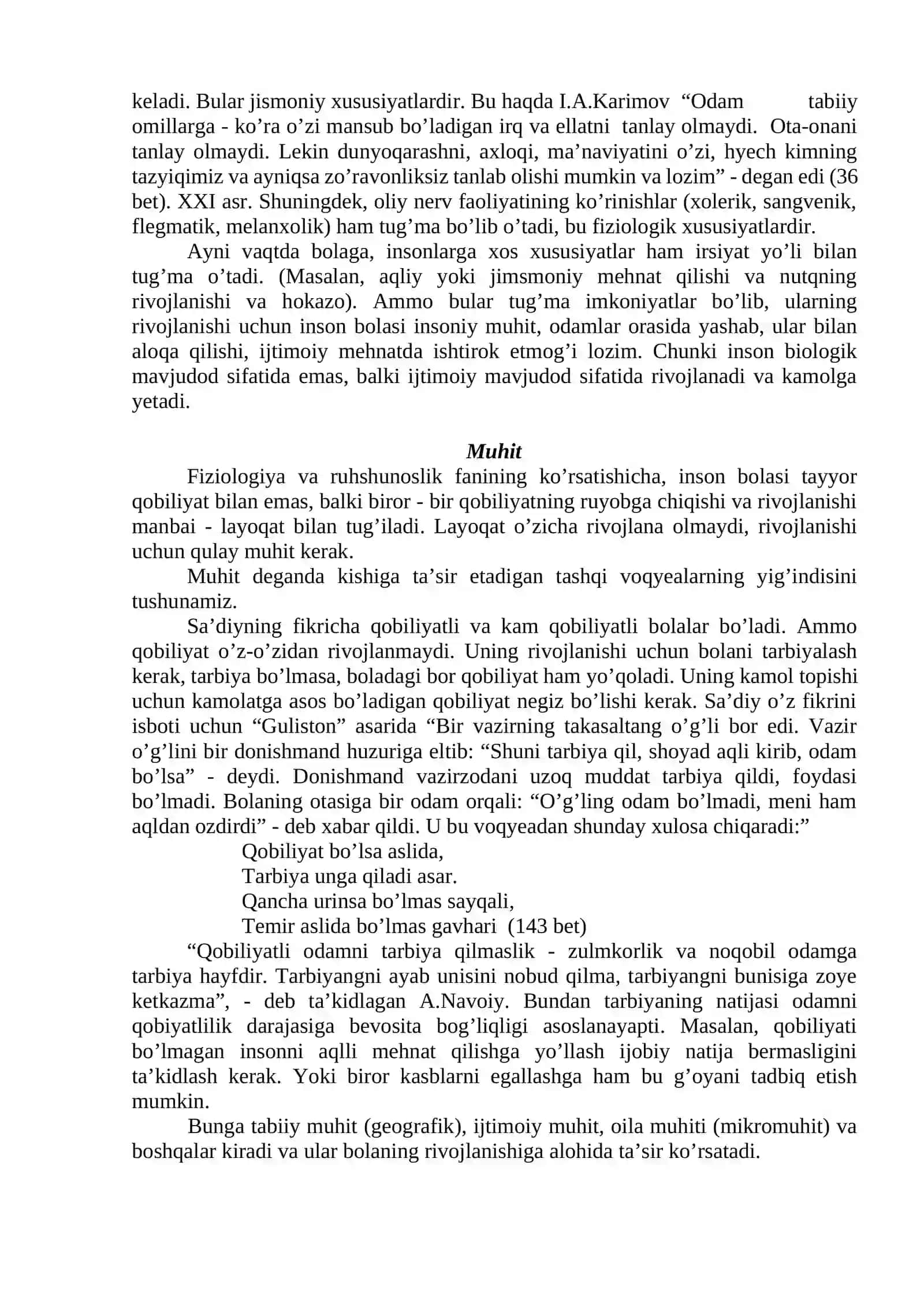 Shaxsning Rivojlanishi va Pedagogikani O'rganish 4