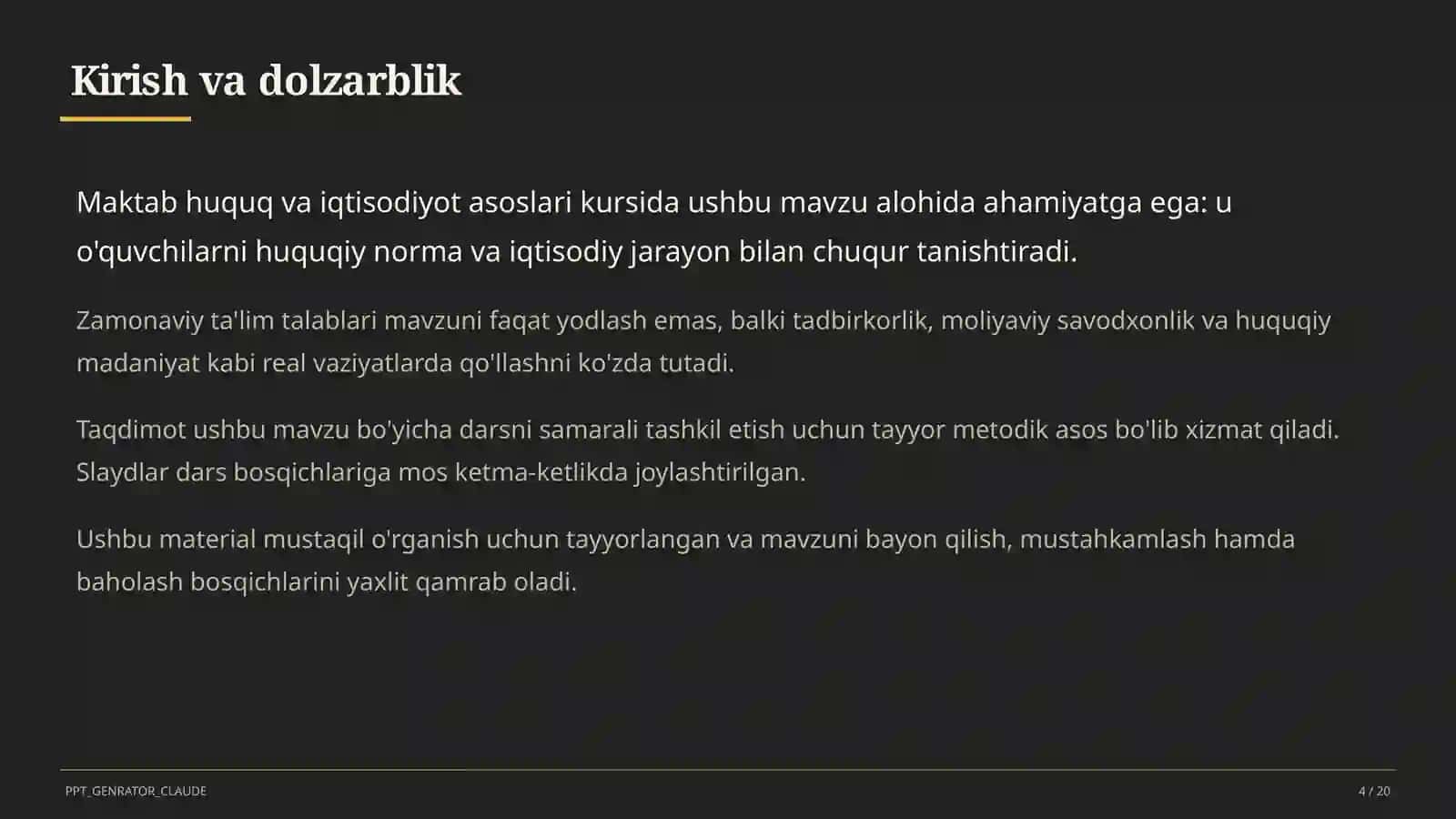 O'zbekiston Respublikasi Konstitutsiyasi: asosiy tamoyillar (9-sinf) 4