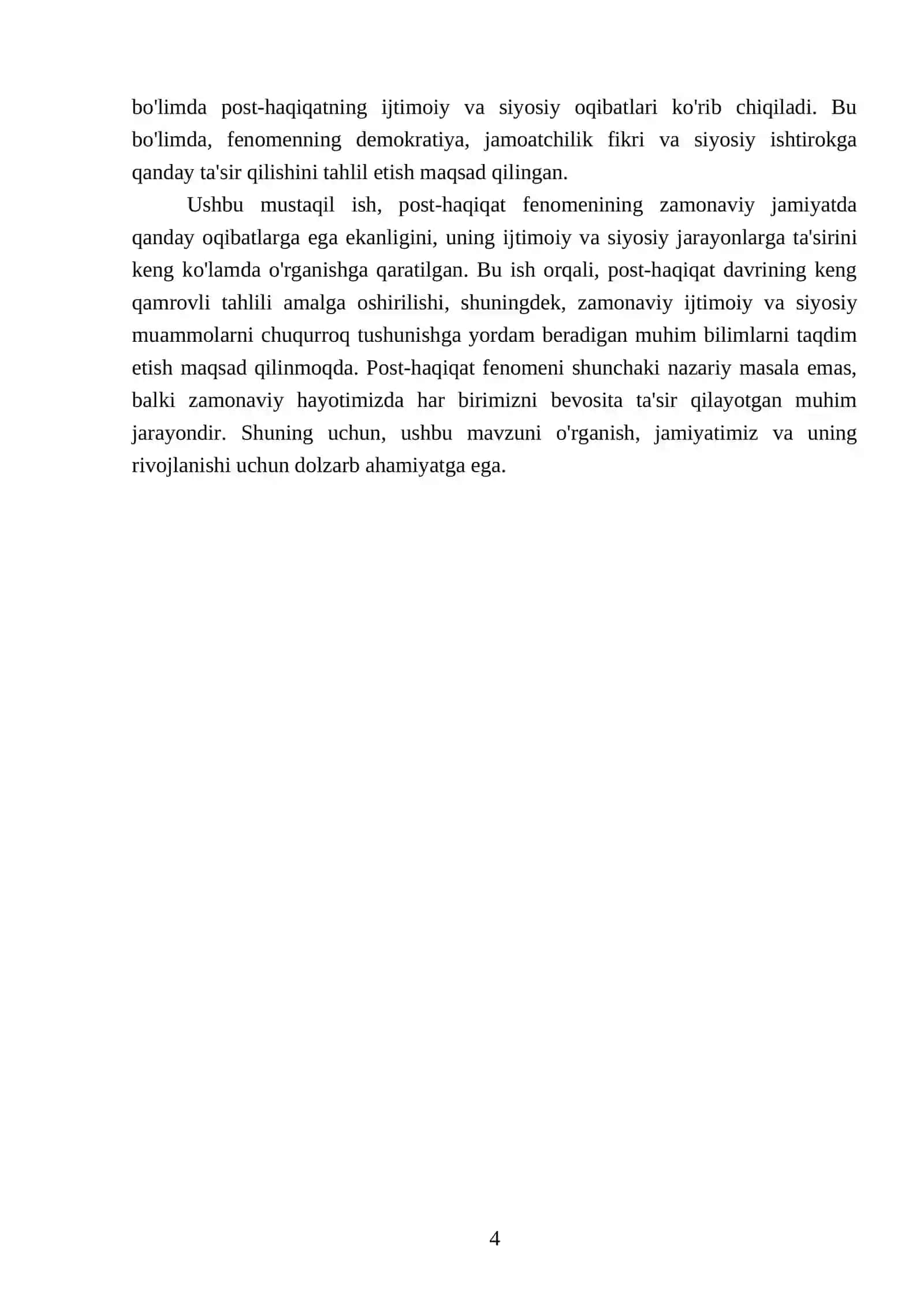 Post-haqiqat nima 4