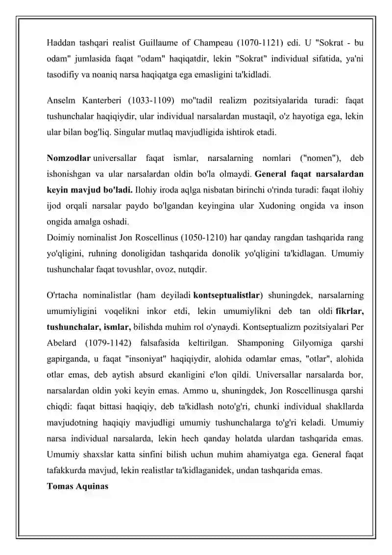 O’RTA ASR PSIXOLOGIYASINING UMUMIY XUSUSIYATLARI SXOLASTIKLIK MUSTAQIL ISH 4