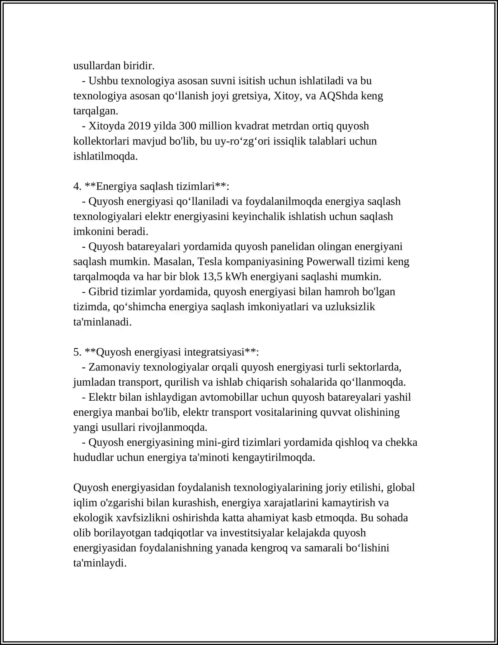 QUYOSH FOTOELEKTRIK ELEMENTLARI VA MODULLARI. OPTIK TOLALI TIZIMLAR 4