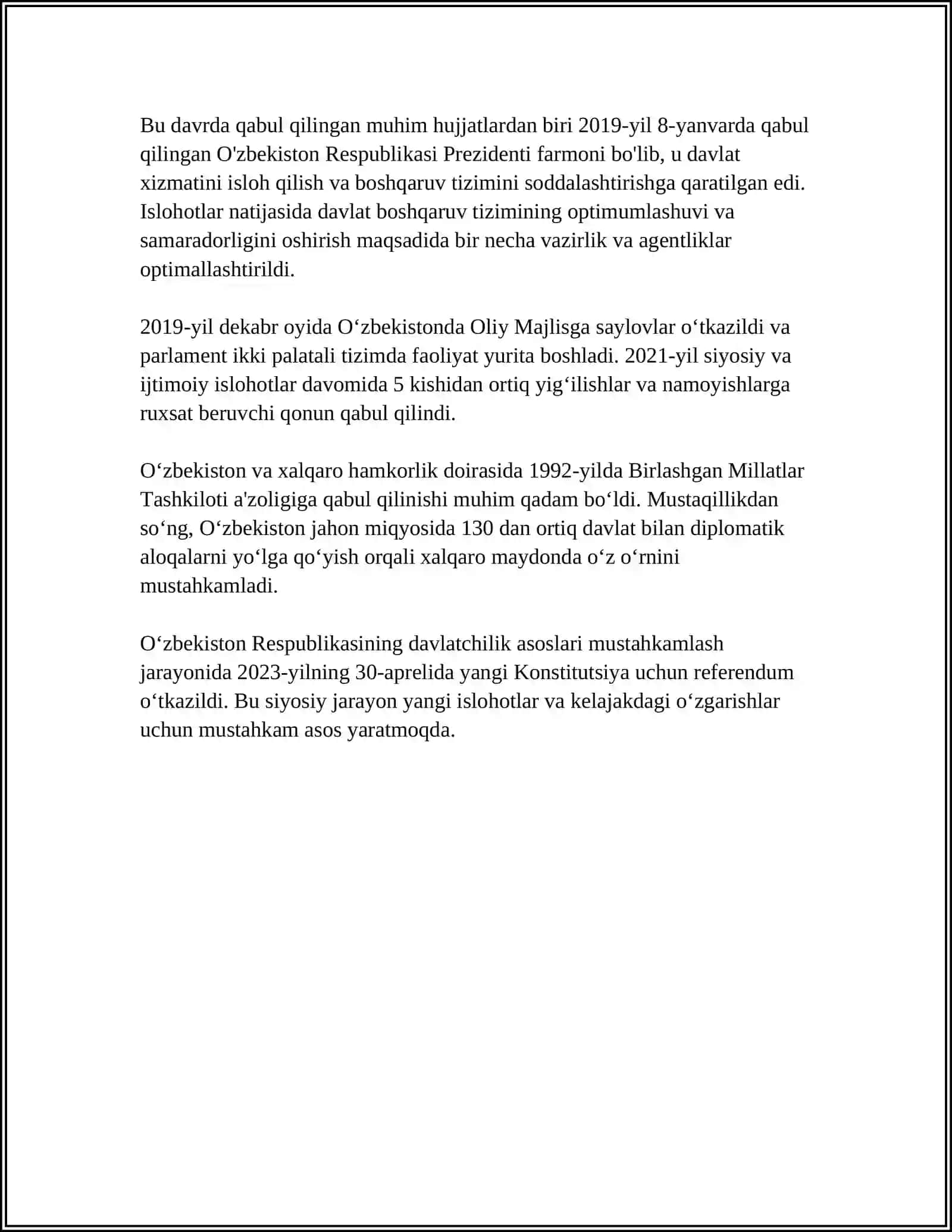 ÕTISH DAVRI(1991-2000-YILLAR)DA ÔZBEKISTON IJTIMOIY YO'NALTIRILGAN ISLOHOTLAR 4
