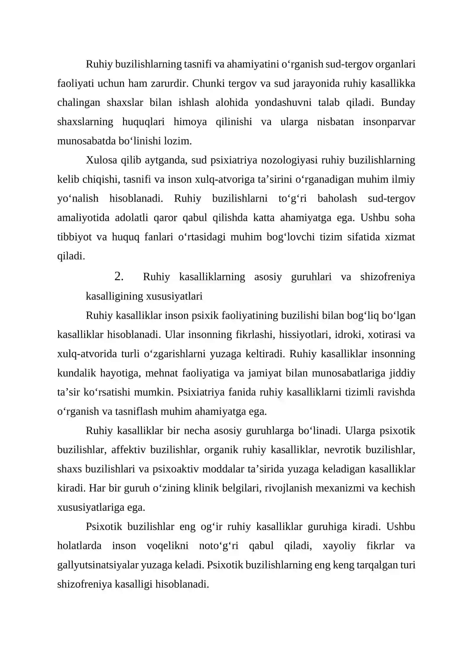 Sud psixiatriya nozologiyasi. Ruhiy buzilishlar: tasnifi va ahamiyati 4