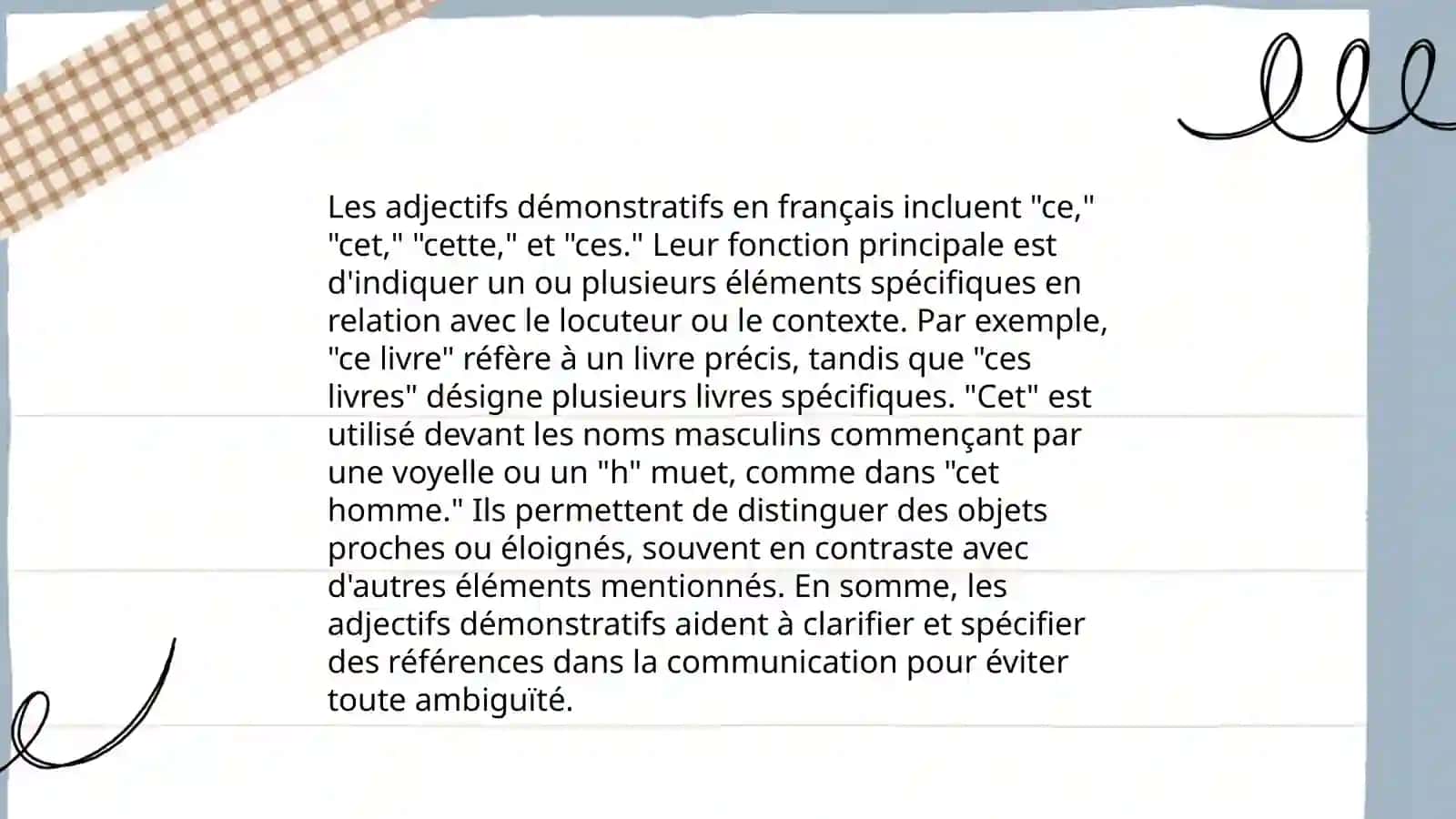 Les adjectifs demonstrating en français 4