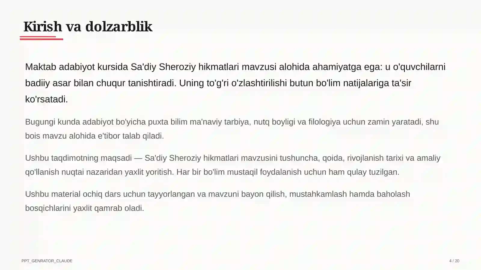 Sa'diy Sheroziy hikmatlari (6-sinf) 4