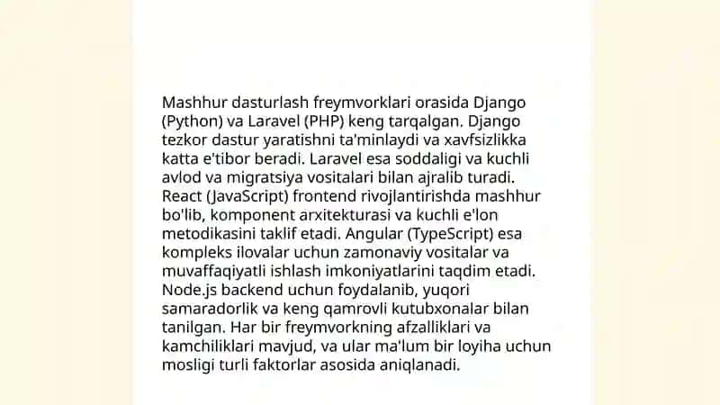 Dasturlash freymvorklari 4