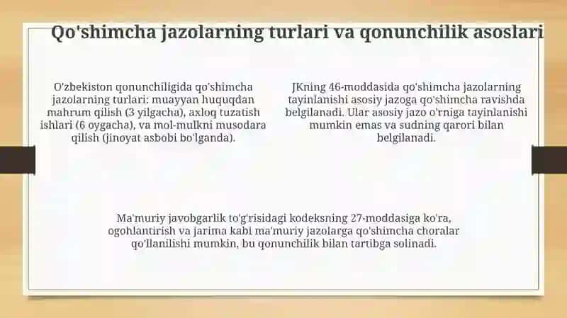 Qo'shimcha jazolar: Tushuncha va ahamiyat 4