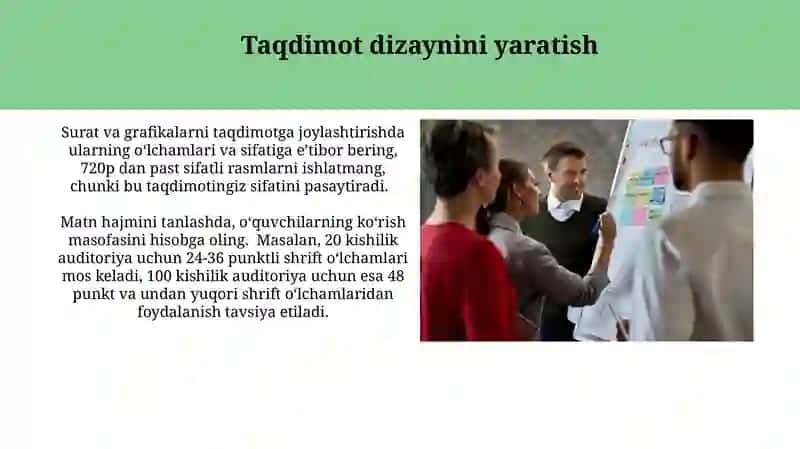Taqdimot tayyorlash va taqdim etish usul va vositalari 4