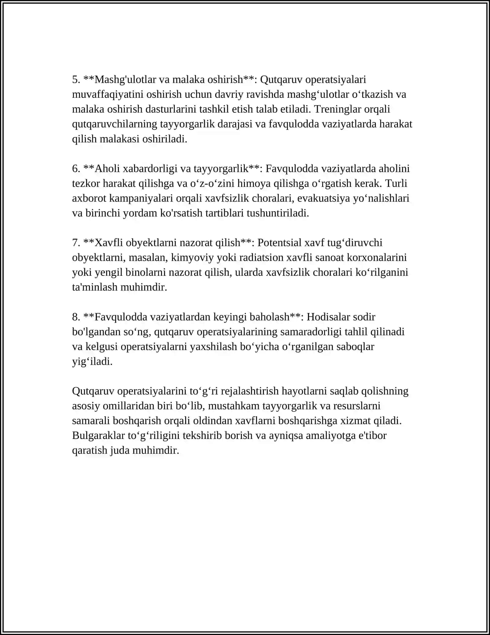 AHOLI PUNKTLARIDA QUTQARUV VA BOSHQA KECHIKTIRIB BOʻLMAYDIGAN ISHLARNI BAJARISH 4