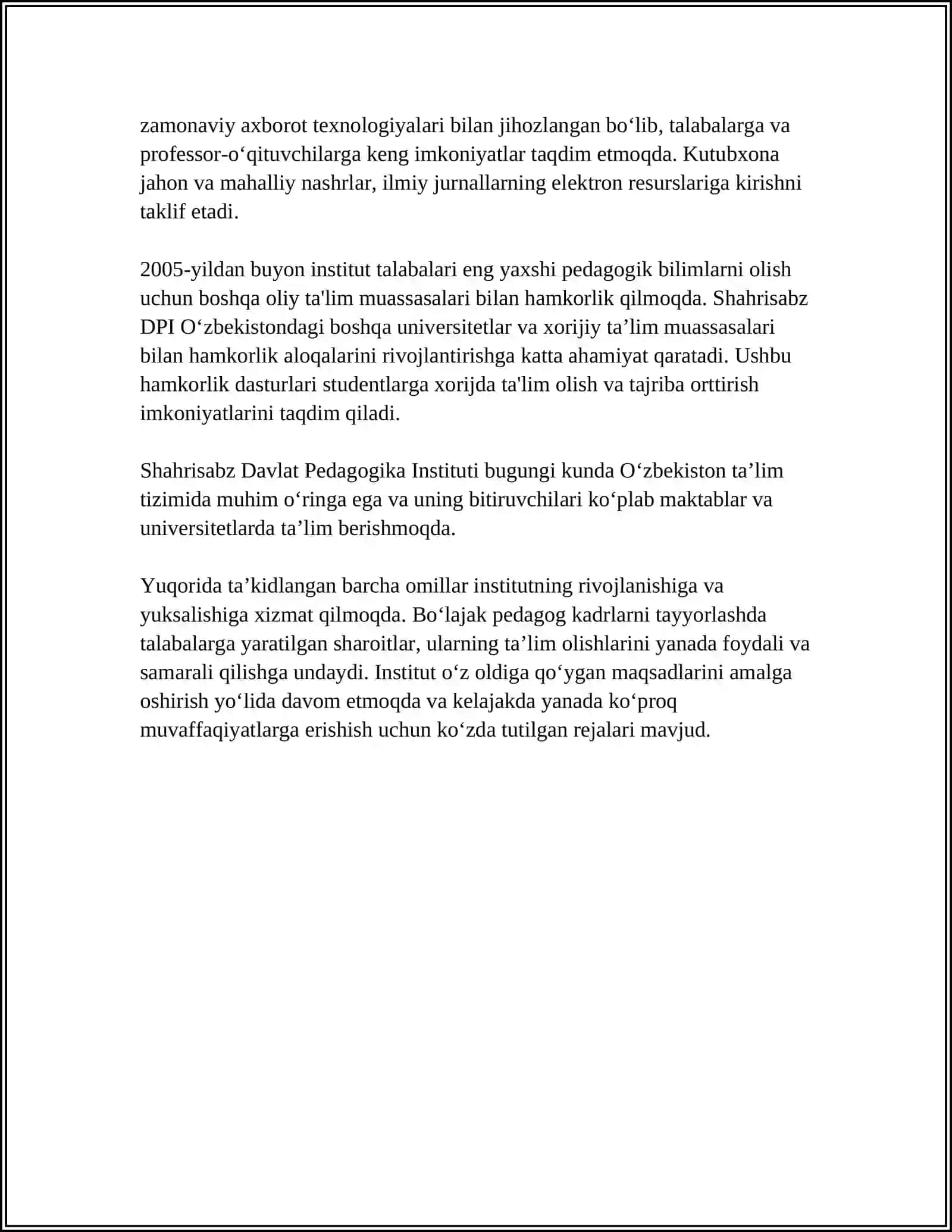 SHAHRISABZ DAVLAT PEDAGOGIKA INSTITUTI FIZIKA YO‘NALISH REFERAT 4