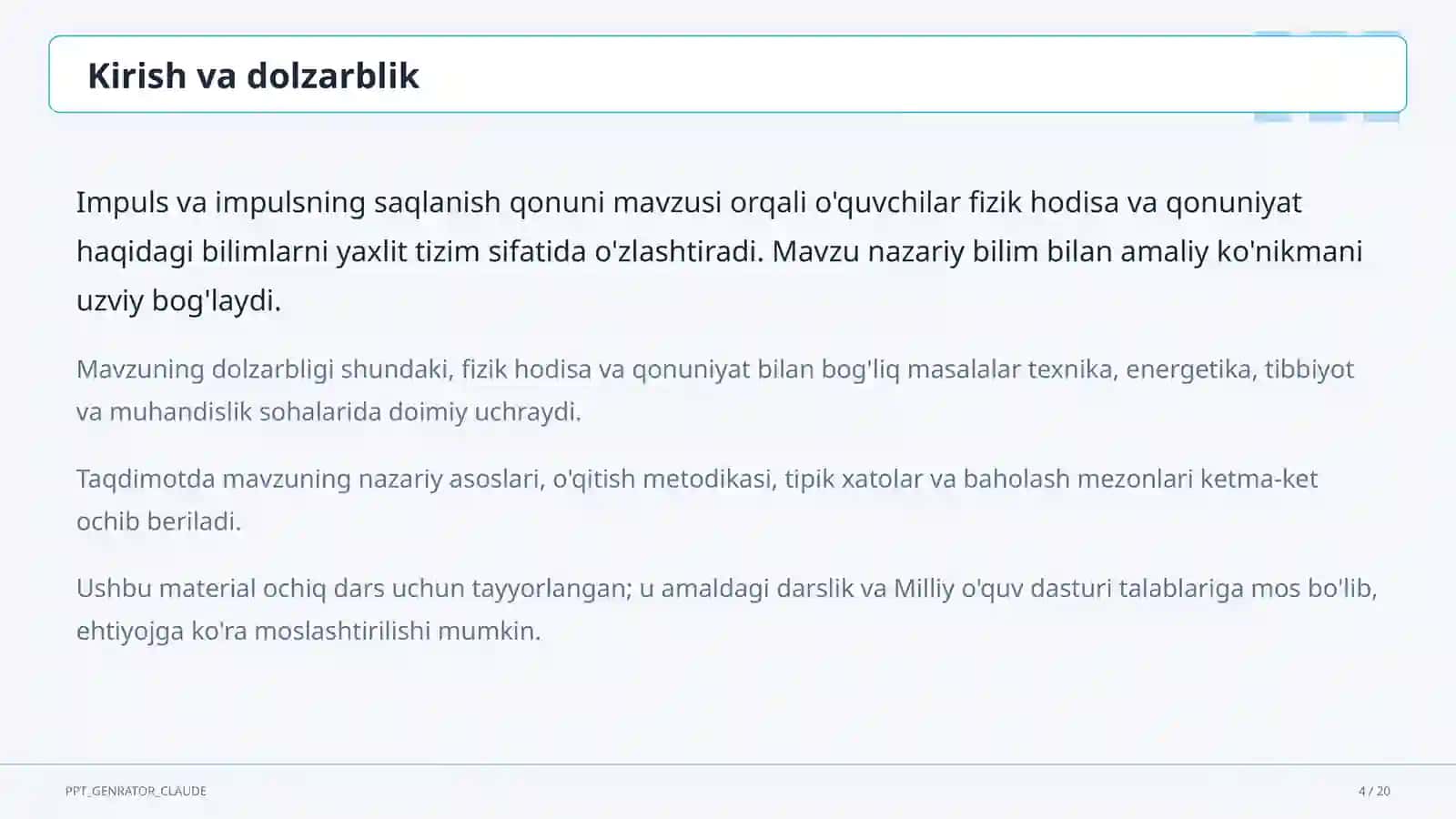 Impuls va impulsning saqlanish qonuni (9-sinf) 4