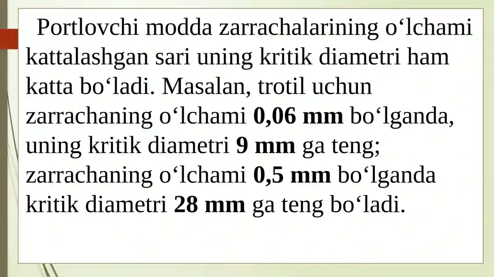 9-MA’RUZA:DETONATSIYA TURG‘UNLIGI 4