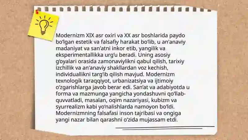 Modernizm va uning adabiyotshunoslikdagi ko‘rinishlari 4