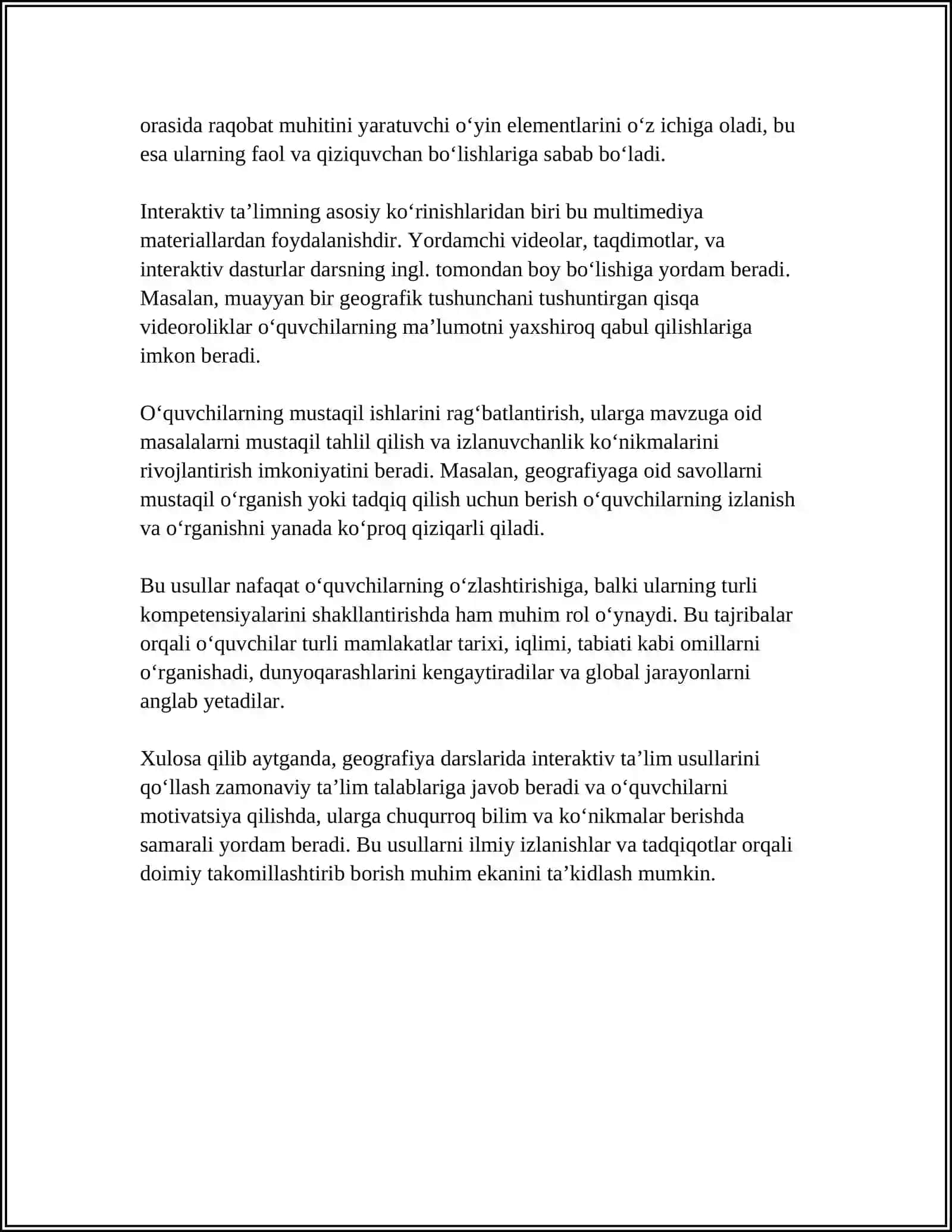 GEOGRAFIYA MAVZULARIGA OID DARSLARDA ZAMONAVIY PEDAGOGIK TEXNOLOGIYALARDAN FOYDALANISHGA QARATILGAN 15 TA MAQOLA 4