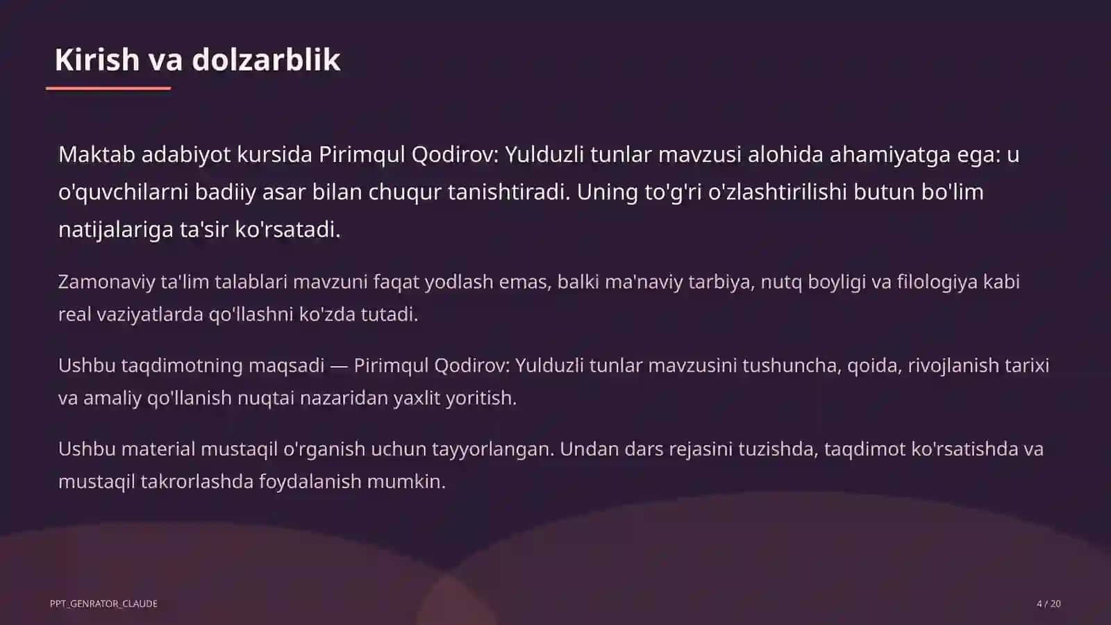 Yulduzli tunlar (11-sinf) 4