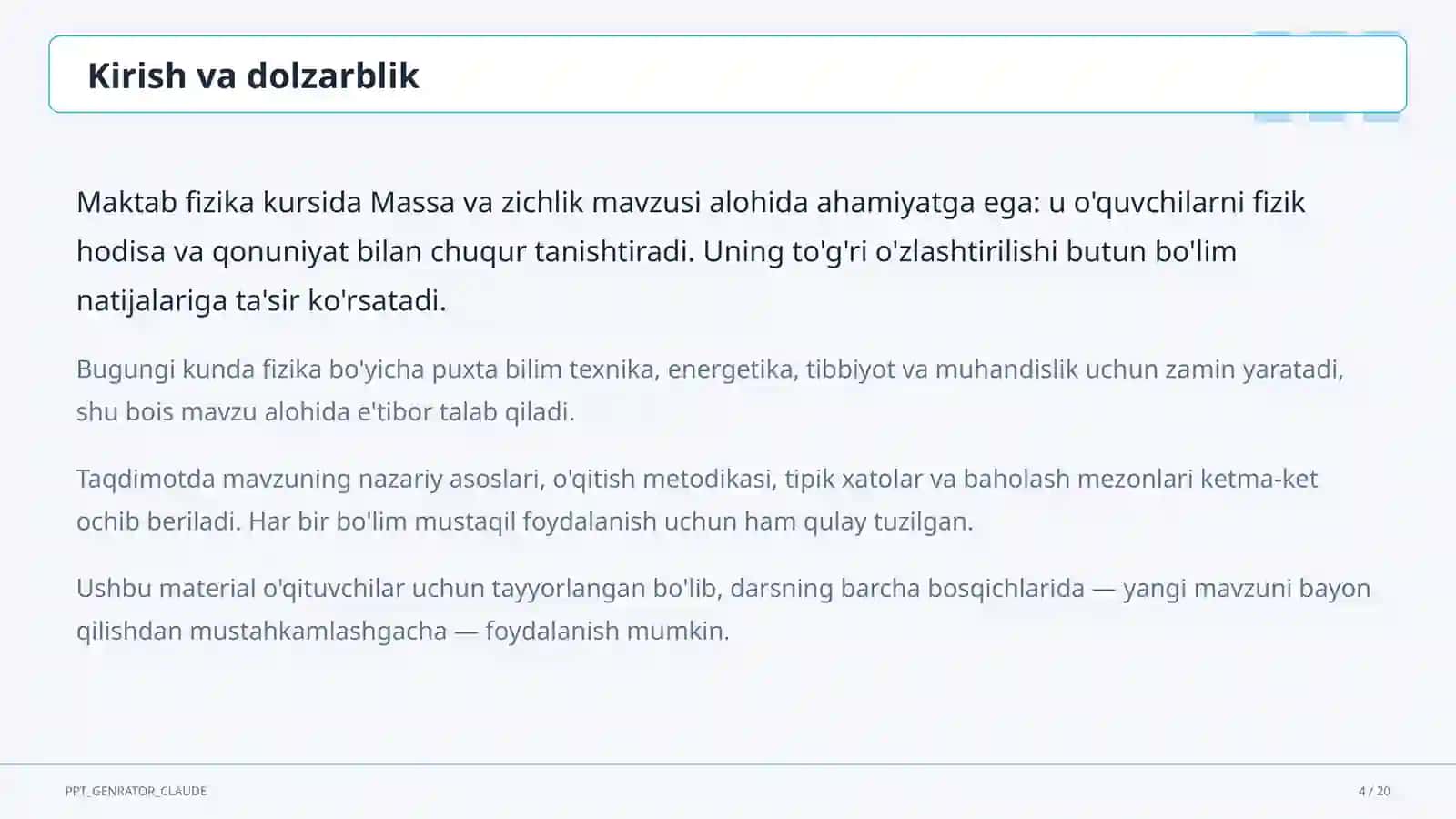 Massa va zichlik (6-sinf) 4