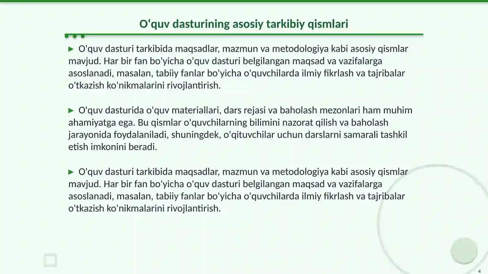 Boshlangʻich maktablarda tabiiy fanlarning mazmuni va oʻquv dasturining tahlili 4