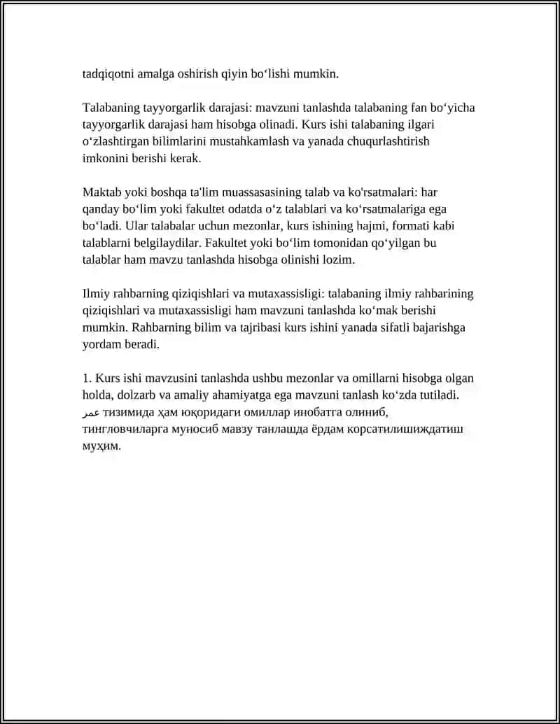KURS ISHI TAYYORLASH VA UNI HIMOYA QILISH 4