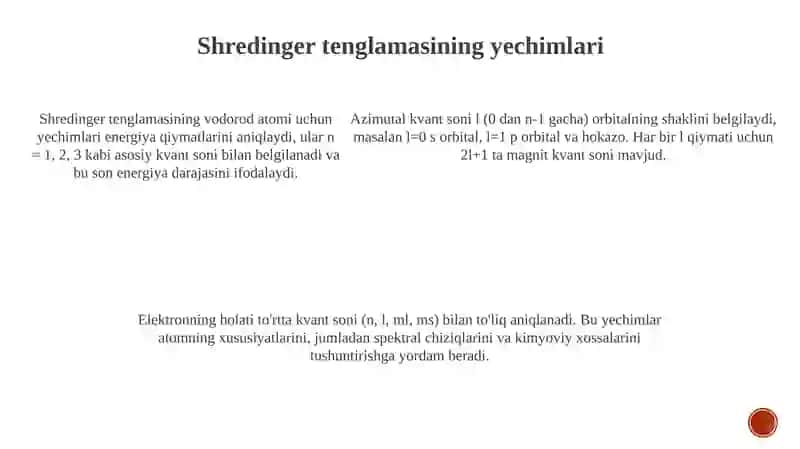 Vodorod atomi uchun Shredinger tenglamasi 4
