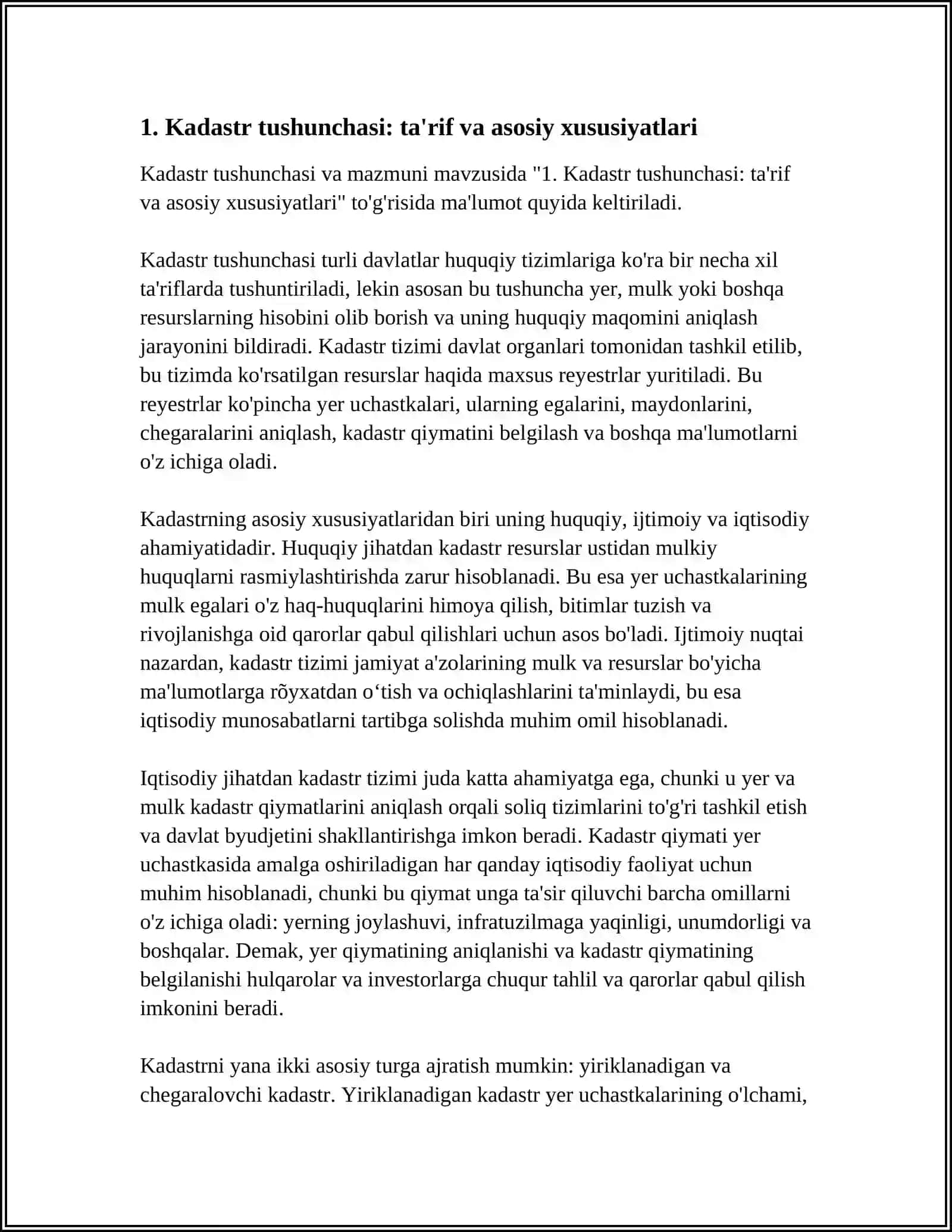 Kadastr Tushunchasi va Mazmuni 4