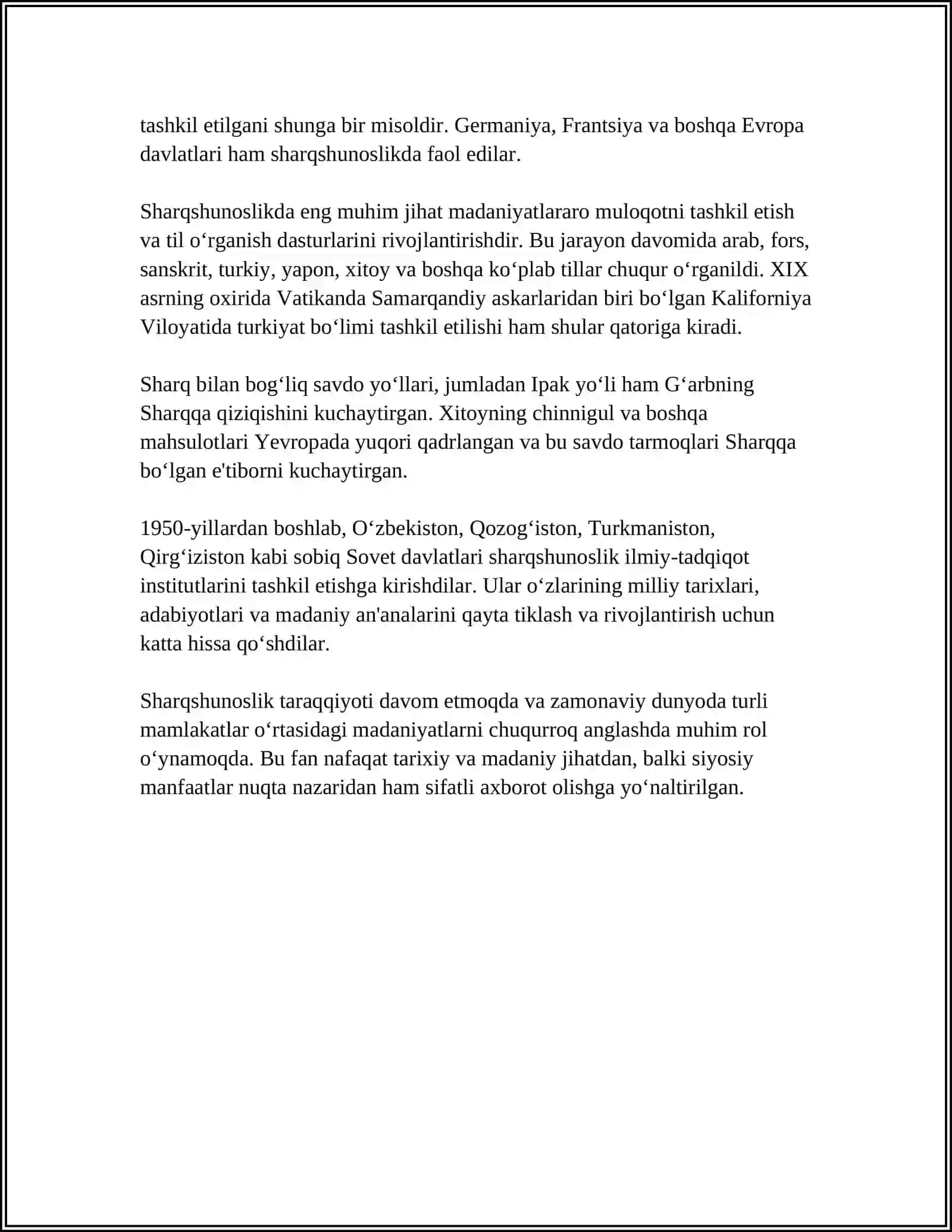 SHARQSHUNOSLIKNING YUZAGA KELISHI 4
