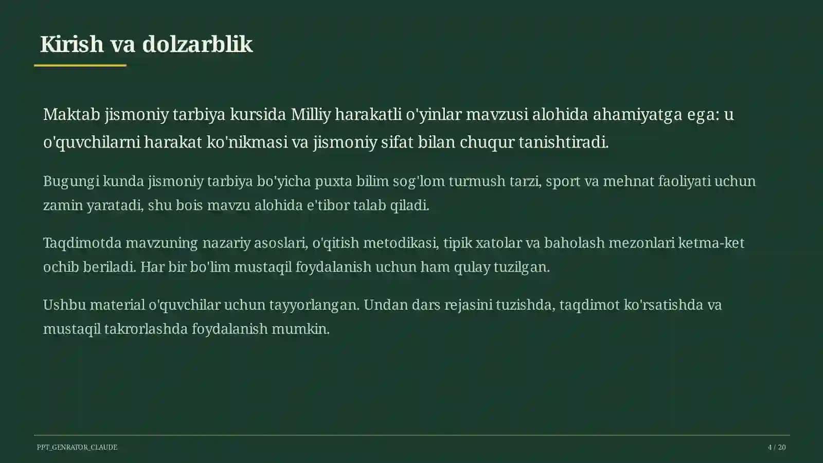 Milliy harakatli o'yinlar (4-sinf) 4
