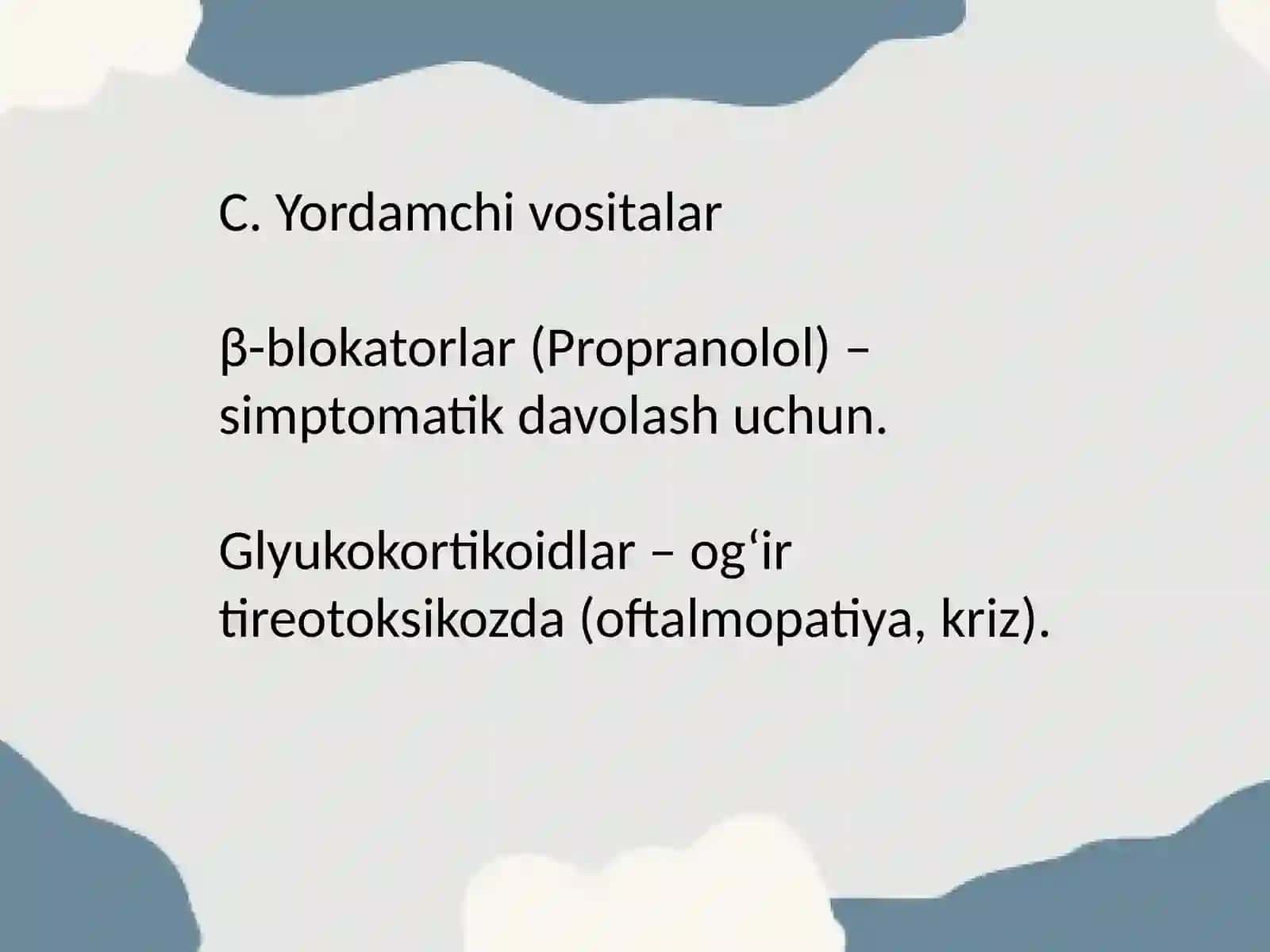 Qalqonsimon bez kasalliklarida ishlatiladigan dori vositalari klinik farmakologiyasi 4