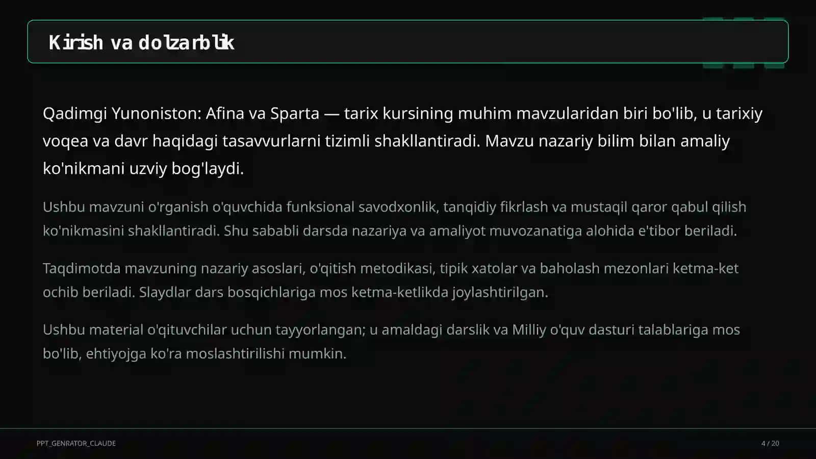 Qadimgi Yunoniston: Afina va Sparta (6-sinf) 4
