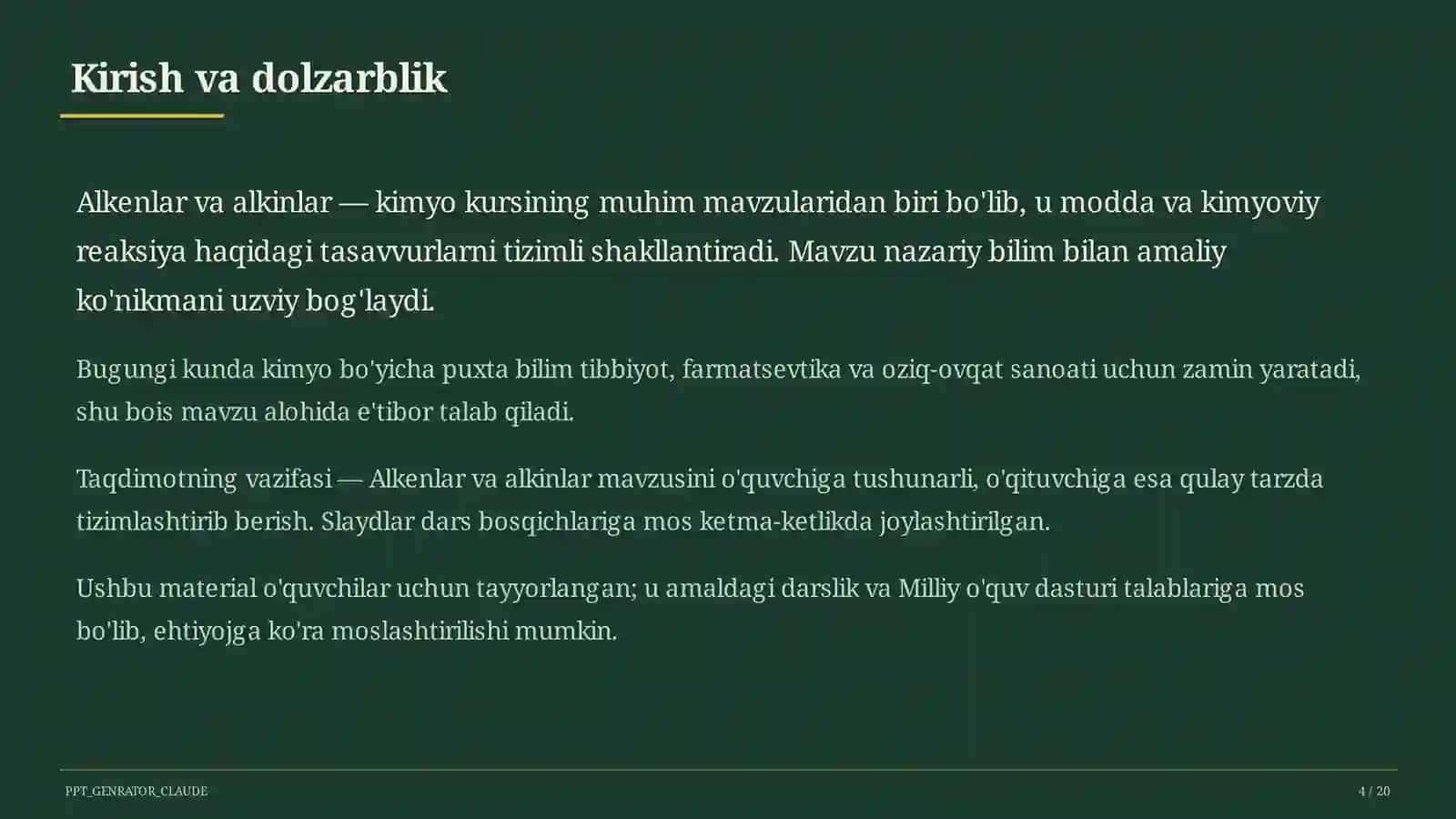 Alkenlar va alkinlar (10-sinf) 4