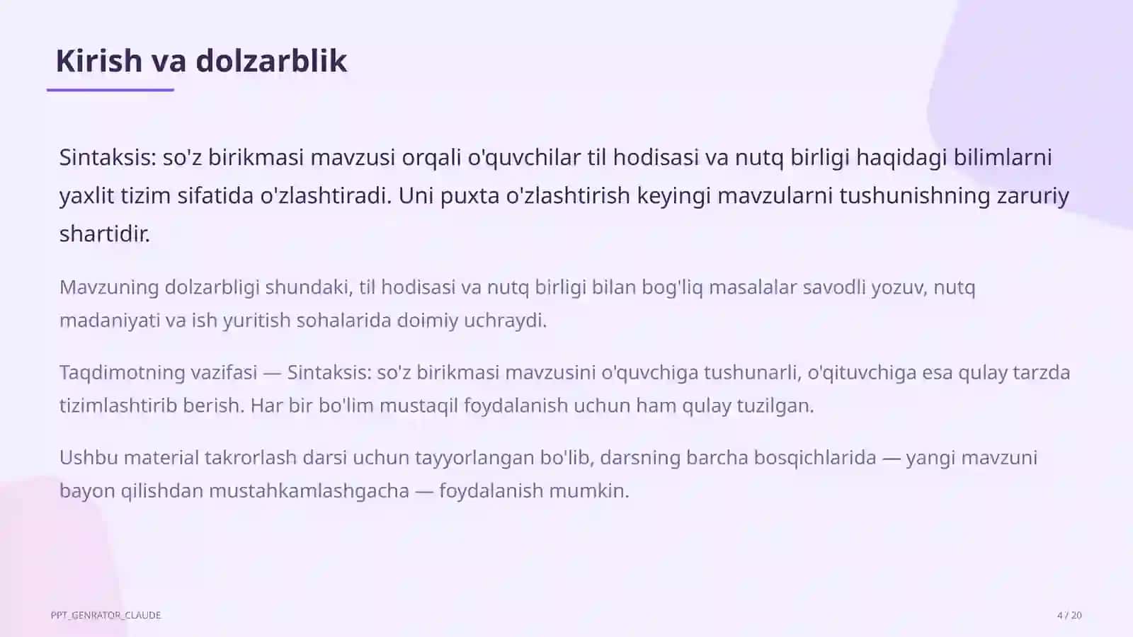 Sintaksis: so'z birikmasi (8-sinf) 4