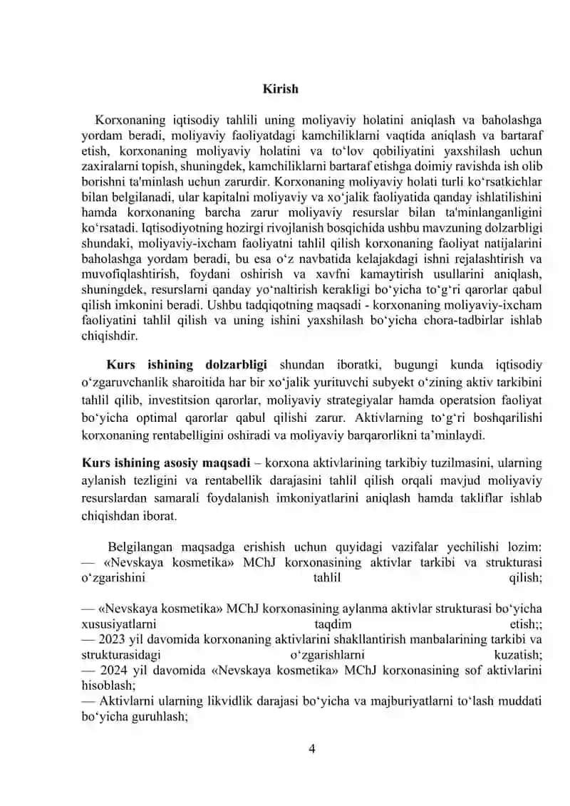 "Korxona aktivlarini tarkibini tahlil qilish" 4